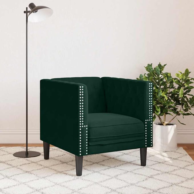 vidaXL - Fauteuil - Chesterfield-stijl - fluweel - donkergroen