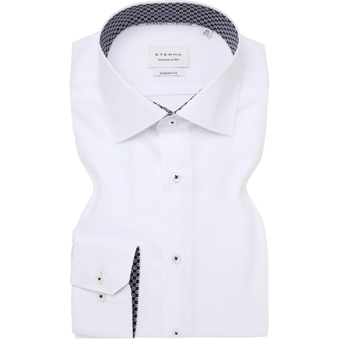 Eterna . Lange Mouw Overhemden Wit 1282 X14k