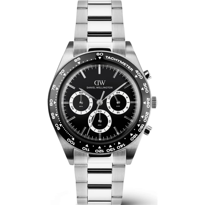 Daniel Wellington DW Watch Iconic Tachymeter 3-Link Black Silver 42mm