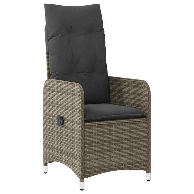 vidaXL - 9-delige - Bistroset - met - kussens - poly - rattan - grijs