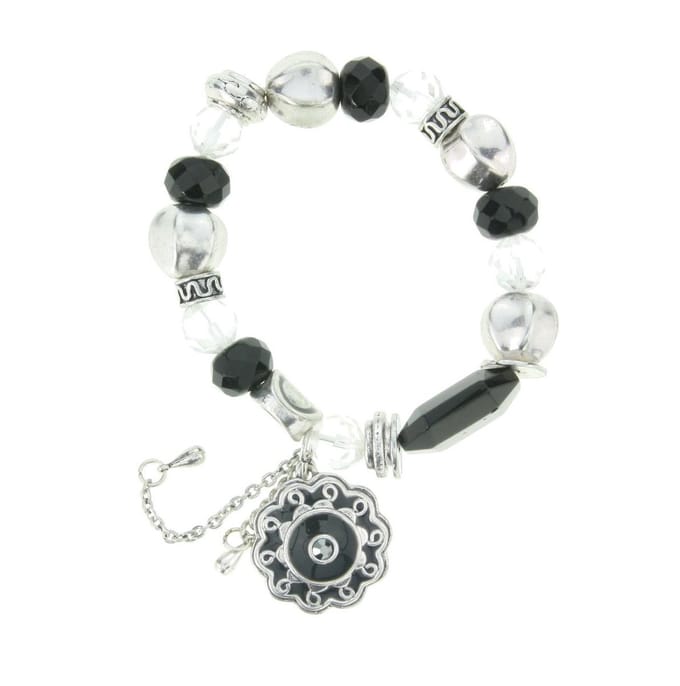 Behave - elastische armband - zwart zilverkleur - trendy detail