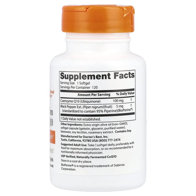 Doctor's Best, CoQ10 hautement absorbable, 100 mg, 120 gélules