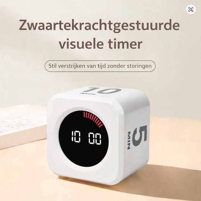 Productiviteit timer - Roterende wekker - bureau flip countdown timer - Focustijd - Concentreren - studeren - koken - wit