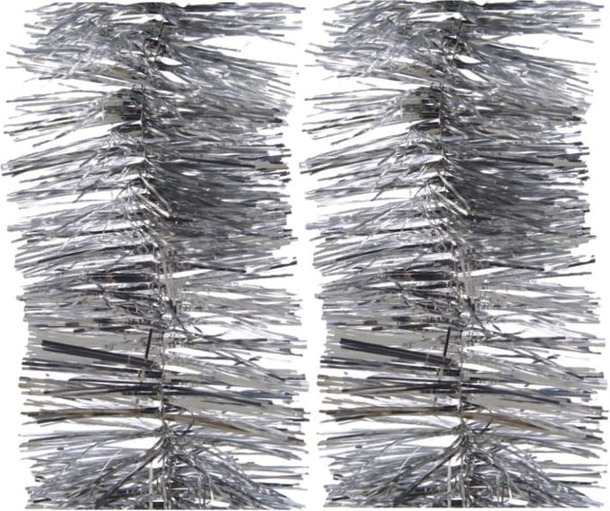 4x decoris kerstslinger-guirlande - zilver - glanzend lametta - 270 cm
