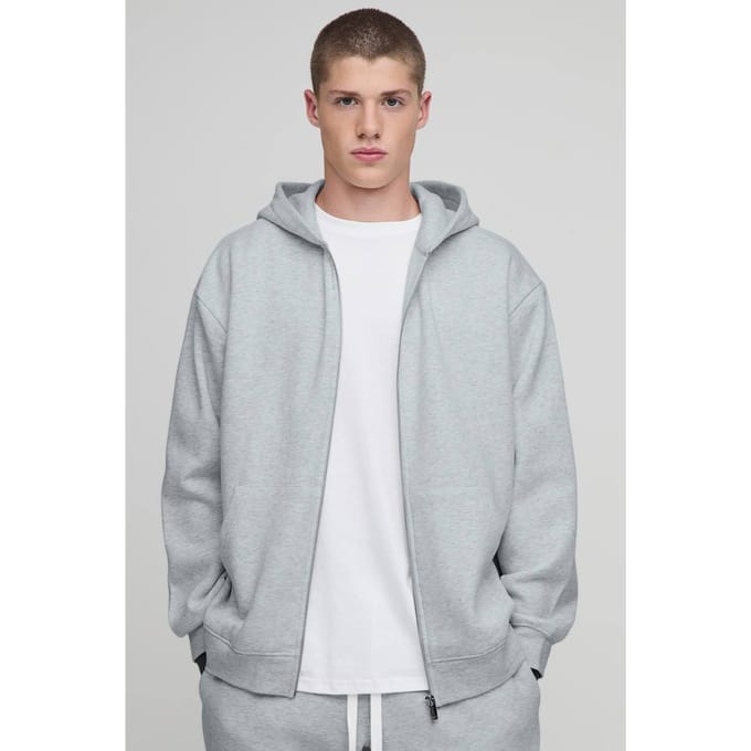 Basic oversized hoodie met ritssluiting | Grey Marl | Size Small