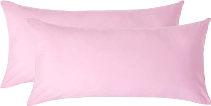 Homescapes Kussensloop 40x80 cm Set van 2 – Roze – 100% Egyptisch Perkal Katoen – 200 TC