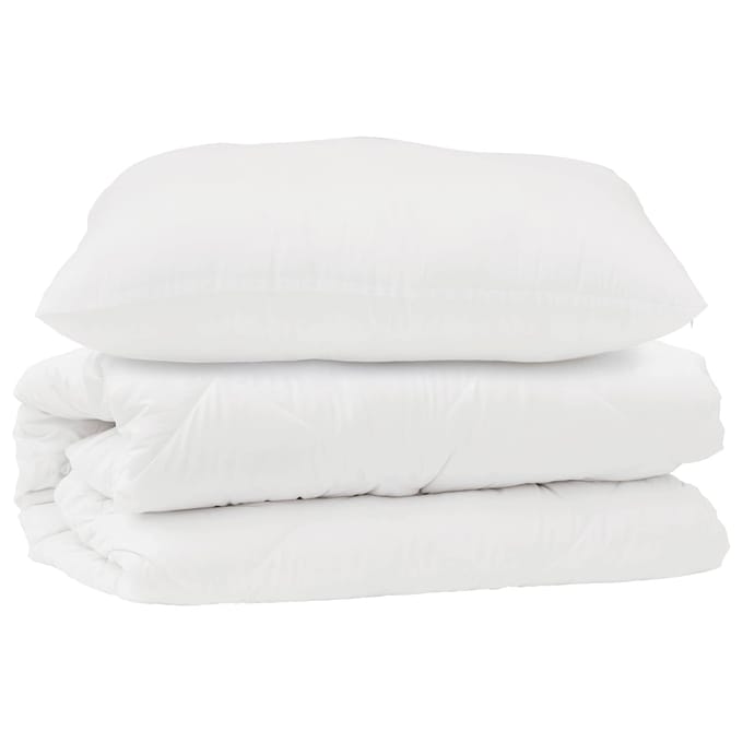 vidaXL - Deken - Set - met - kussen - 2 - st - Wit - Microvezel