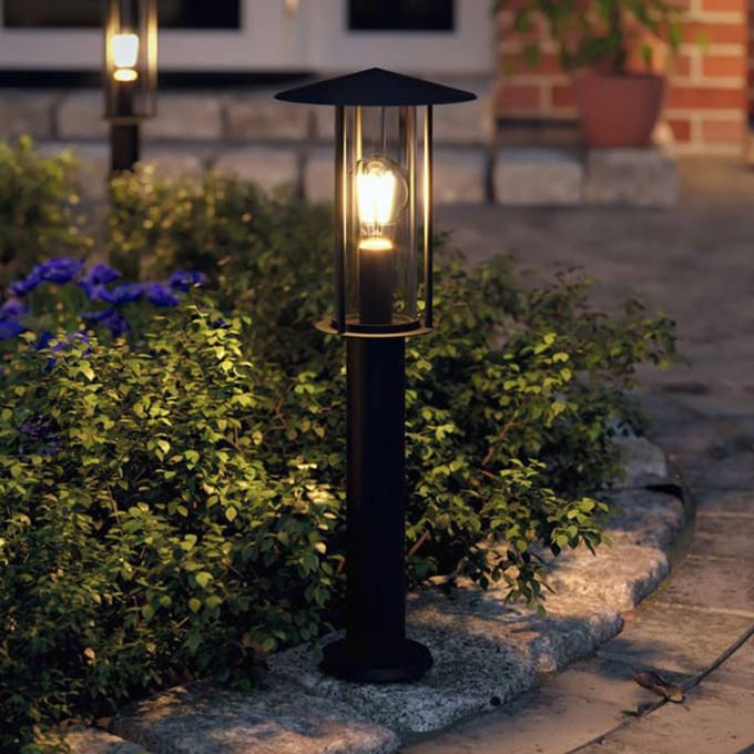 Bolderlamp Classic IP44 500 mm max. 15W 230V Donkergrijs E27 Metaal, Glas