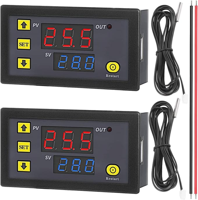 Digitale Temperatuurregelaarmodule DC 12V 20A met Led-Thermometer en Waterdichte Sensor -50°C tot 120°C