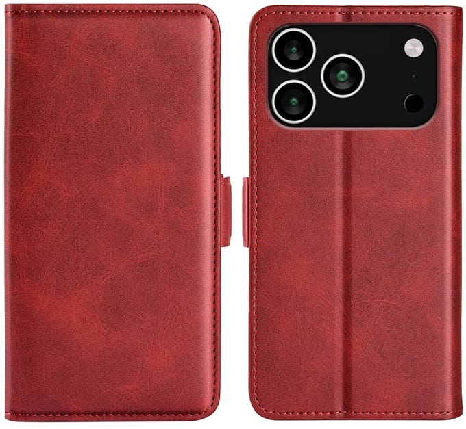 MobyDefend Hoesje - Geschikt voor iPhone 17 Pro Max - Luxe Wallet Book Case (Sluiting Zijkant) - Rood