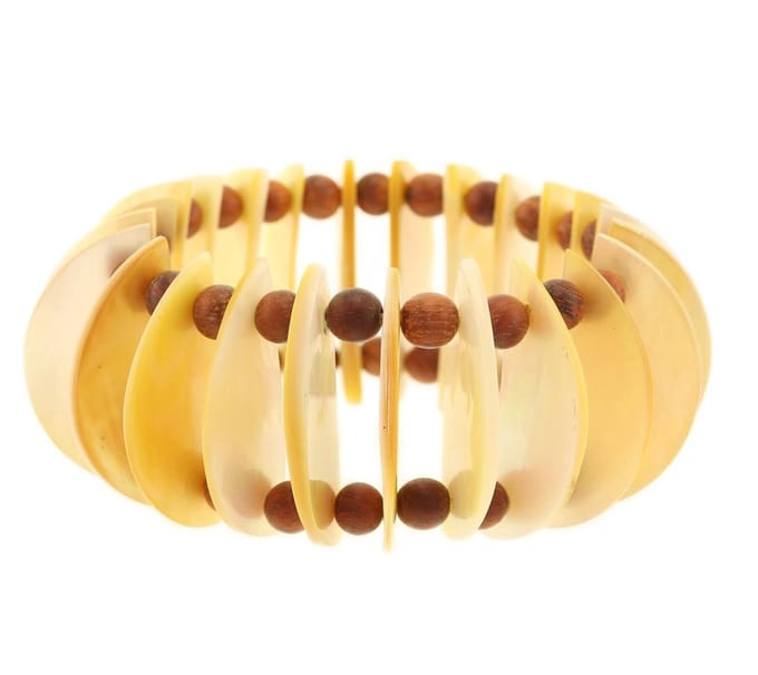 Behave - armband van schelp en hout - natuurlijke look - handgemaakt