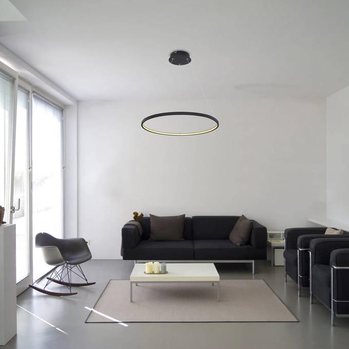 Globo Ralph LED Hanglamp – Ø60 cm – Zwart – Dimbaar – 3 Ringen – 57W – 3000K