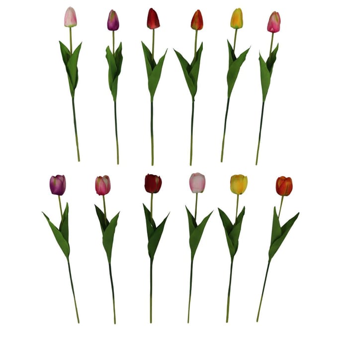 Kunst bloem tulp 53 cm 12 assorti
