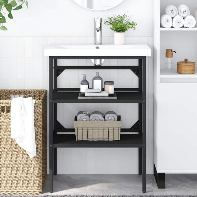 Vidaxl Onderstel Voor Wastafel, Zwart, 59X38X83 Cm, IJzeren