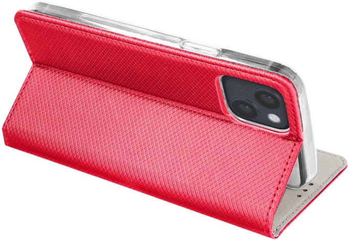 Jaym, Hoesje geschikt voor Apple iPhone 15 Plus - Magnetisch Folio met Standaard, Rood