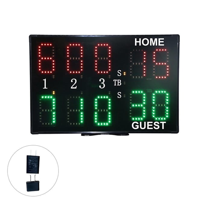 Elektronisch Scorebord met Afstandsbediening 10-Cijferig Professioneel Tennis Scorebord Lichtgewicht en EU Plug black