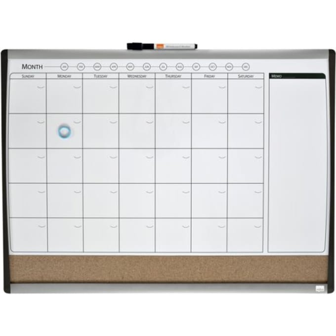 Whiteboard Nobo magnetische planner met prikbord van kurk 58,5x43cm