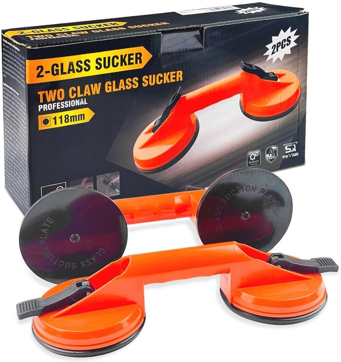 Zuignappen voor glas en tegels met antislip handgreep – 2 stuks, 100 kg draagvermogen