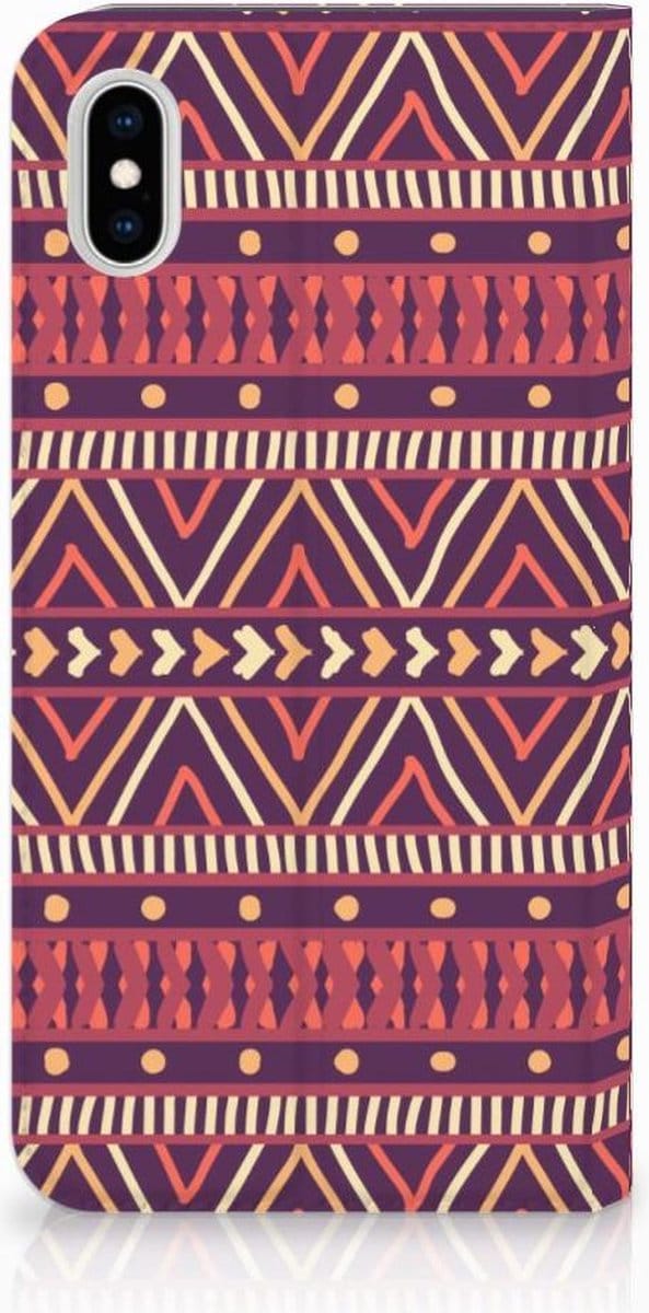 Apple iPhone Xs Max Hoesje met Magneet Aztec Paars