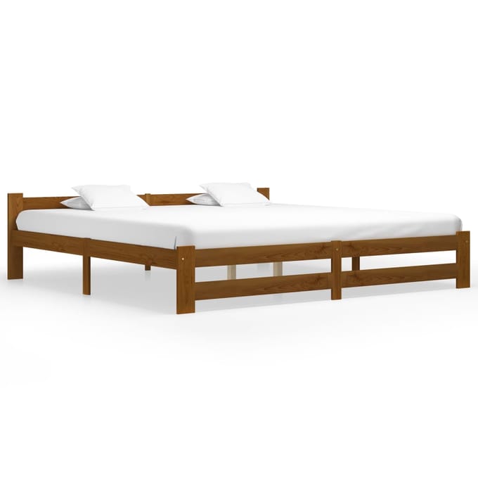 vidaXL - Bedframe - massief - grenenhout - honingbruin - 200x200 - cm