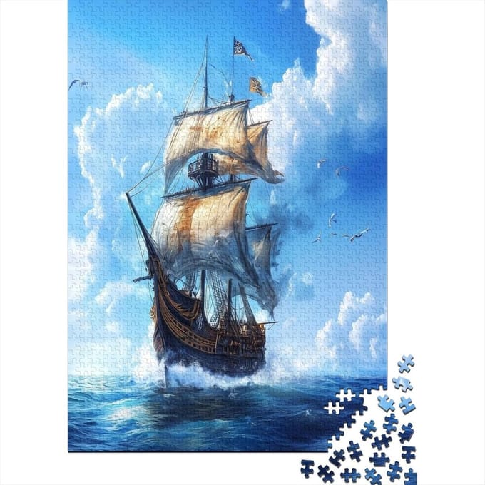 Puzzel Schip - 1000 Stukjes - Ontspanning Thuis - Hoge Kwaliteit Karton - 75x50 cm - Gekleurd