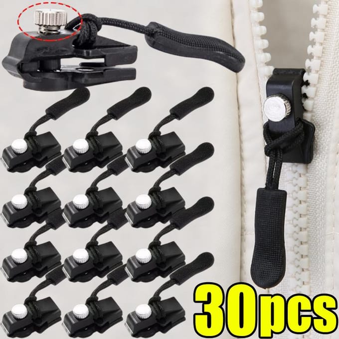 30 stuks Universele Metalen Rits, Tool-vrij Afneembaar, Rugzak, BuitenKleding Rits Accessoire 30 pcs black