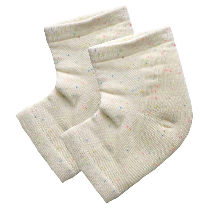Chaussettes pour talons Kitsch, Hydratantes, Taches arc-en-ciel, 1 Paire white