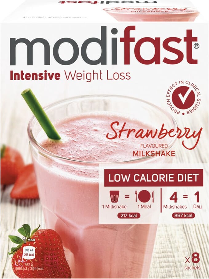 Modifast Weight Control Milkshake Aardbei - 8 x 8 x 55 gr - Voordeelverpakking