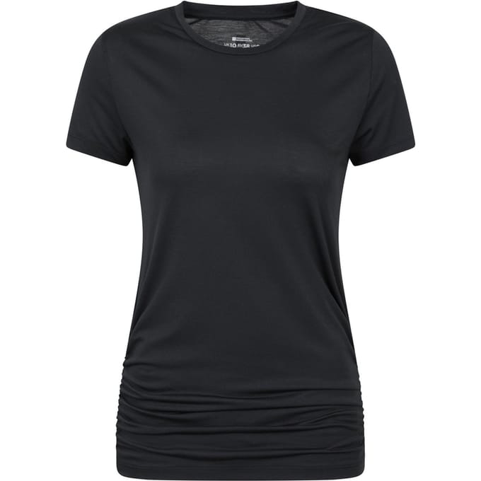 Mountain Warehouse Dames Actieve Ruched Longline T-Shirt (Zwart)