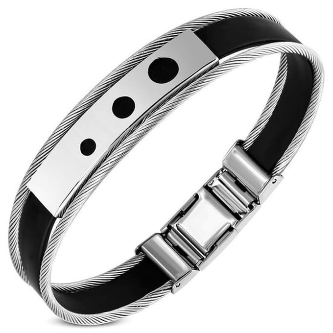 Montebello Armband Jack B - 316L Staal - Kabel - Rubber - 12mm - 20cm