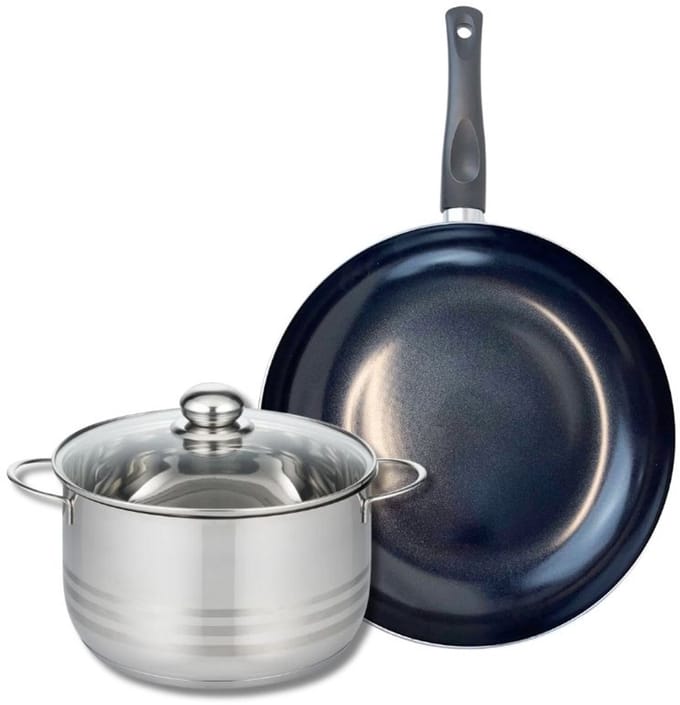 Set van 1 Koekenpan 32 cm en 1 braadpan 24 cm Elo Prima Glanzend