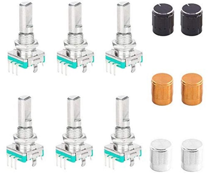 6PCS Rotary Encoder Code Switch 5Pins 20mm Digitale Potentiometer voor Arduino met Knop Caps