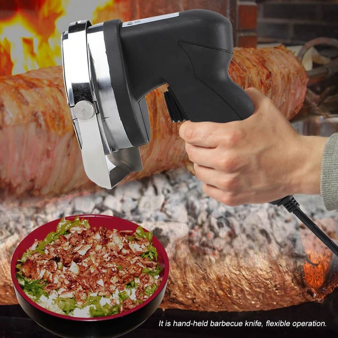 Elektrisch Kebabmes Vleessnijgereedschap Commerciële Kebab Wielsmes Schijfsnijder wit