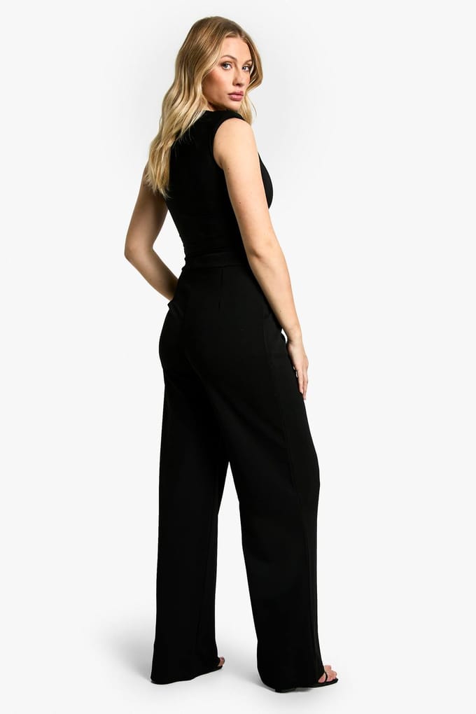 boohoo Dames Maternity Tailored Wide Leg Trouser | Black | Maat: 12