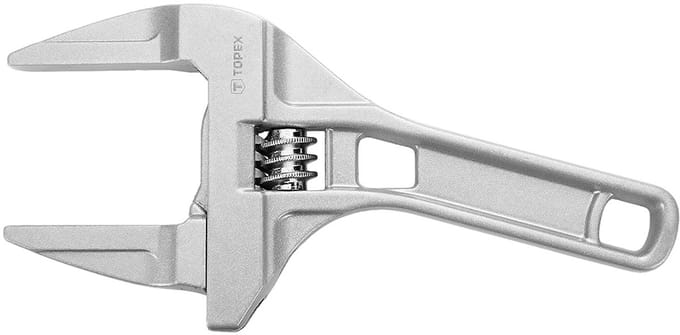 TOPEX - Verstelbare Sleutel - 200mm - Aluminium - Brede Bek - Geschikt voor Krappe Ruimtes