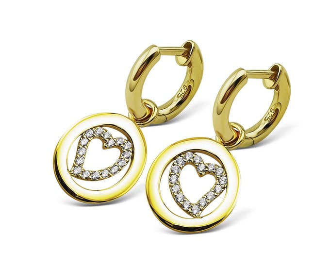 Oorbellen Hartje Sparkling Goudkleur Zilver Gold-plated JE019G