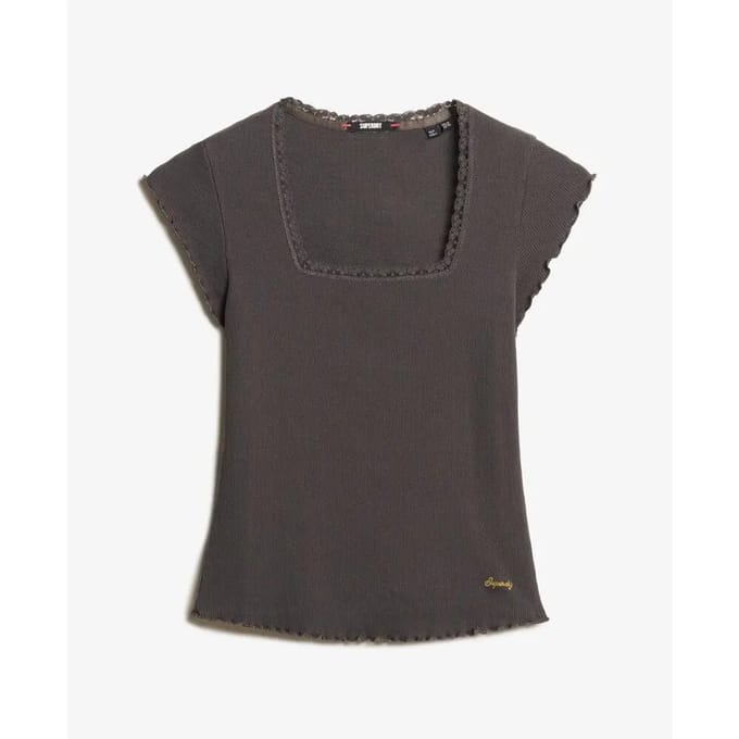 Superdry - Essential T-shirt met Vierkante Hals Slanke Pasvorm - Dames - T-shirts