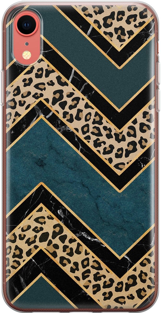 Leuke Telefoonhoesjes - Geschikt voor iPhone XR - Luipaard zigzag - Soft case - TPU - Multi