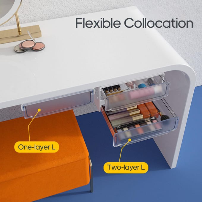 Onder het bureau onzichtbare lade kantoorbenodigdheden organizer slaapzaal bureau ruimtebesparende opslag Two-layer S wit