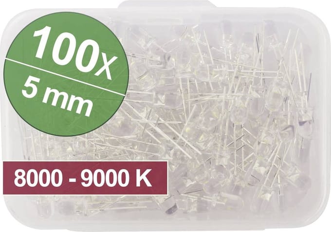 Quadrios LED-assortiment Koud-wit 5 mm 20 mA 3.0 V