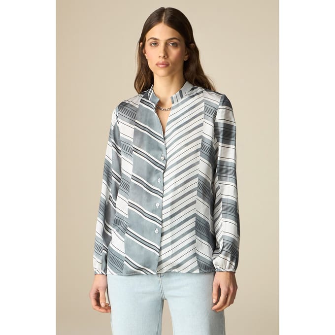 Oltre Patterned Satin Shirt Grey Taglia: 44 | Magliette intime Outlet | Donna | Grigio