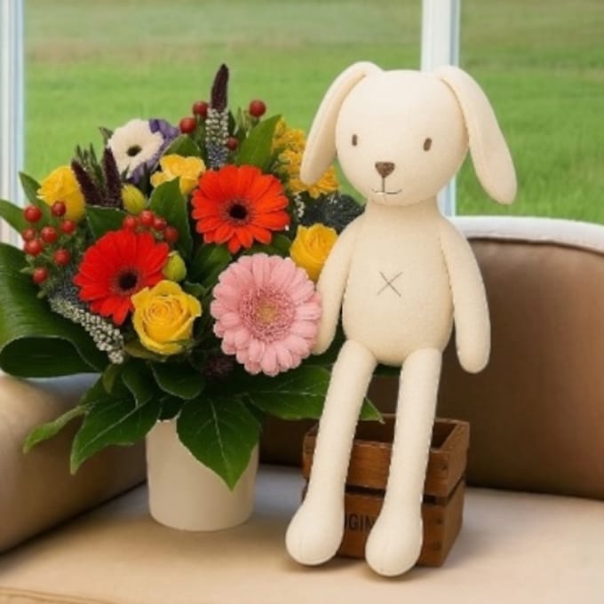Geboorteboeket Jongen met Knuffel Konijn