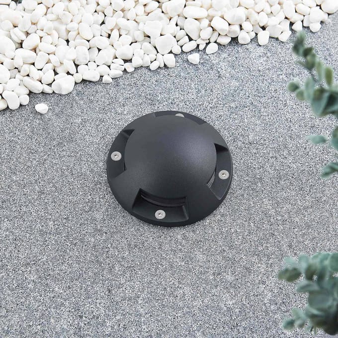 Lindby LED vloerlamp Huban, 15 cm, 4-lamps, antraciet