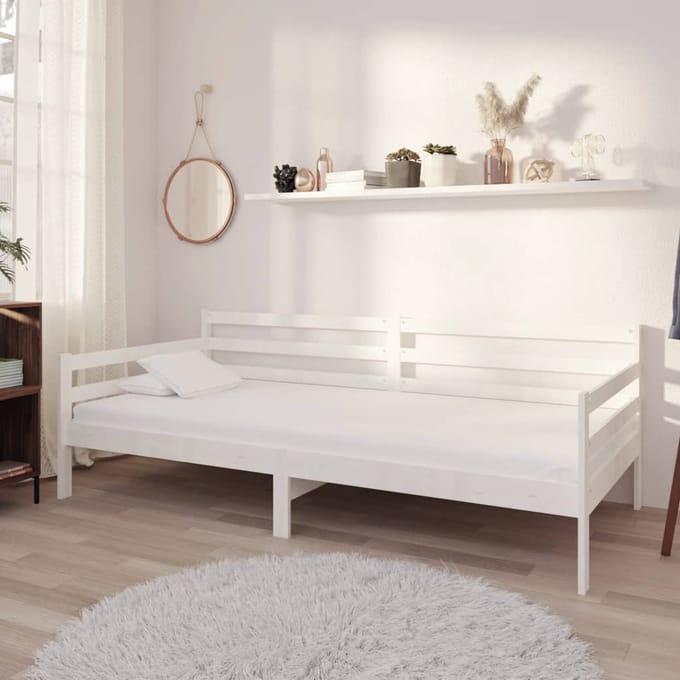 vidaXL - Slaapbank - massief - grenenhout - wit - 90x200 - cm