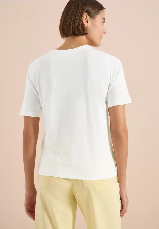 Shirt met gespleten hals in effen kleur