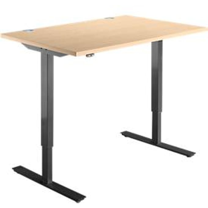 Schäfer Shop  Select Bureautafel START UP, eentraps elektr. in hoogte verstelbaar, B 1200 mm, esdoorn/zwart