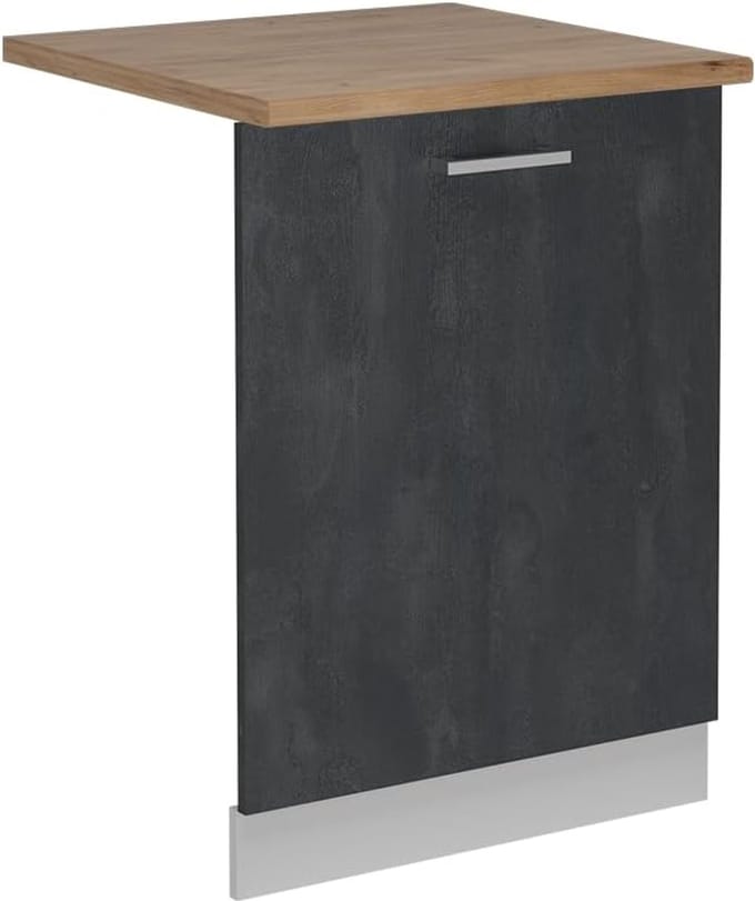 60 cm keukenmodule zwart beton met AP eiken look | R-Line