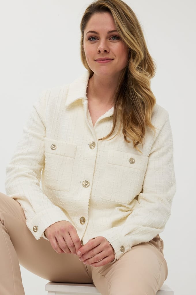 EsQualo Jacket Stretchy Boucle Off White Taglia: 38 | Giacche corte Outlet | Donna | Bianco