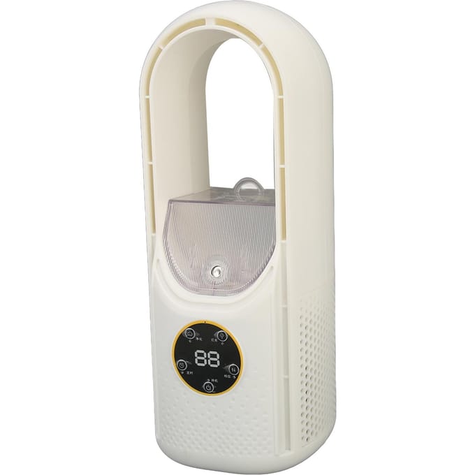 Bladeloze Ventilator Zes Snelheden Bureauventilator LED Verlichting Luchtbevochtiger Koeler Huis Kantoor Timer Koeling white