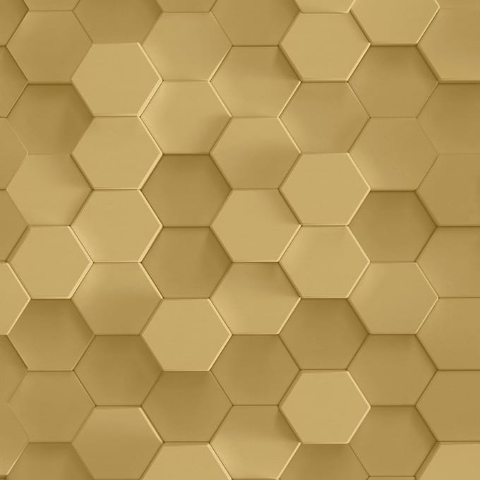 3D HEXAGON BEHANG | Honingraat - goud - A.S. Création PintWalls II